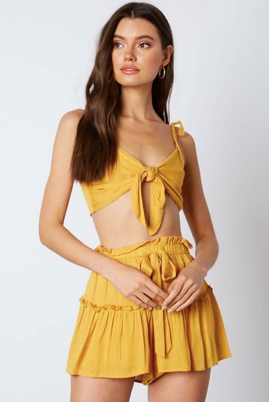 Caicos Bay Mustard Yellow Two-Piece Romper -  BohoPink