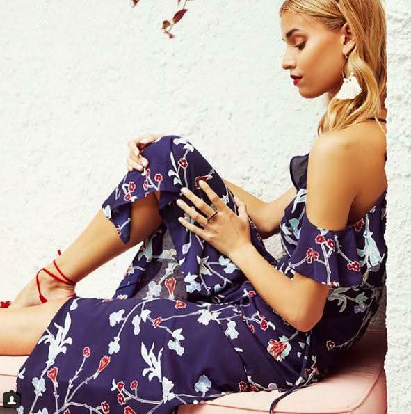  Navy Floral Maxi Dress 