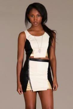 Vegan Leather Two-Piece Mini Dress