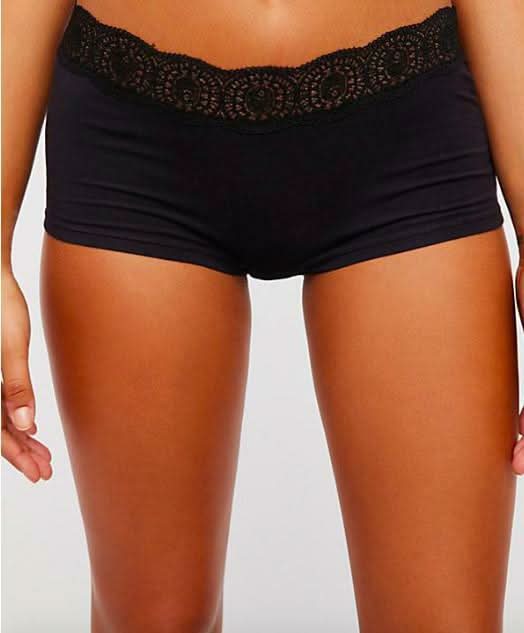 Free People Cotton Medallion Black Boyshorts -  BohoPink