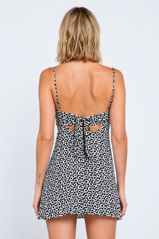 Sandra Black Daisy Print Cami Mini Dress - Back View