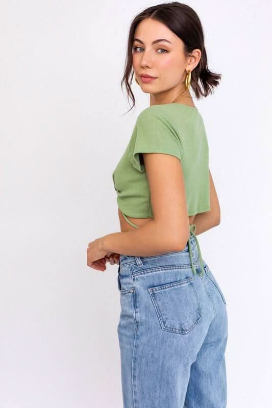 Evangeline Sage Wrap Crop Top -  BohoPink