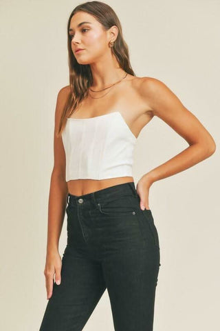 Charlie White Strapless Crop Top -  BohoPink