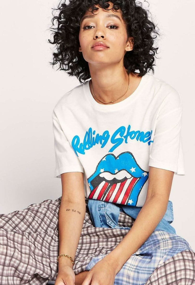 Daydreamer Rolling Stones Stars And Stripes Boyfriend Tee -  BohoPink
