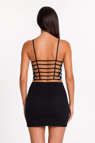 Lush Malibu Party Black Tulip Hem Mini Skirt - Back View