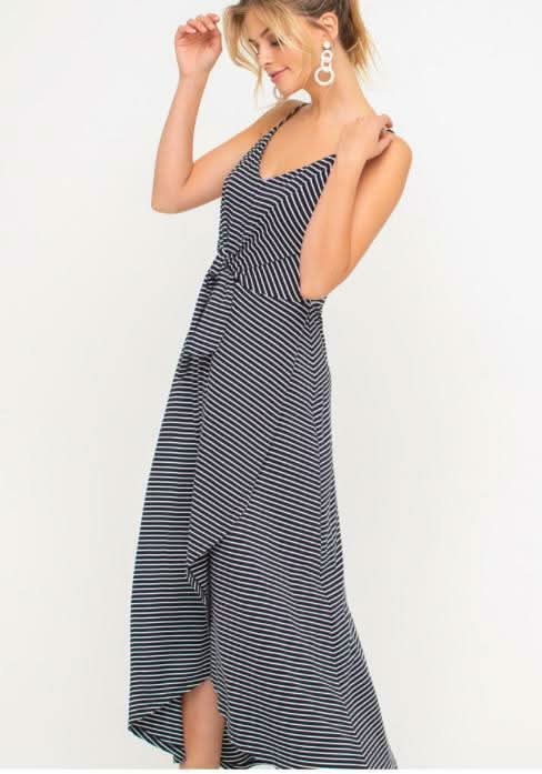 Consider This Navy Blue and White Striped Maxi Tank Dress -  BohoPink