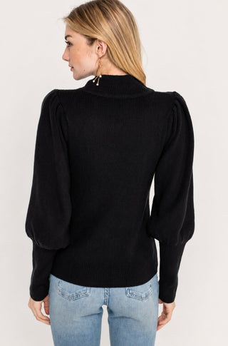 Westminster Black Balloon Sleeve Sweater - Back View