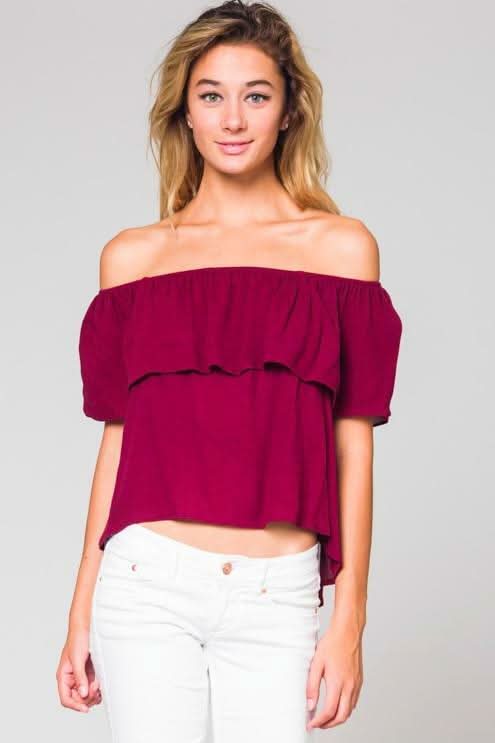 Burgundy Off-the-Shoulder Top