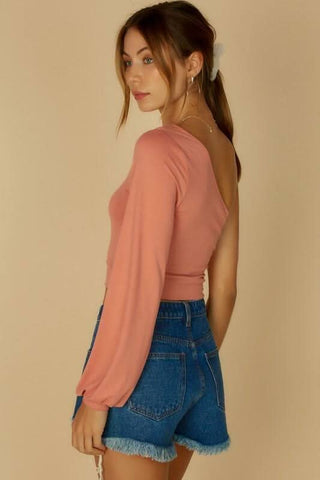 Casey Rose One Shoulder Side-Tie Crop Top -  BohoPink