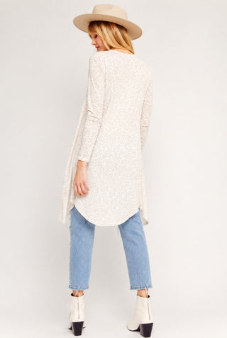 Kara Blush Leopard Print Cardigan Sweater - Back Vie