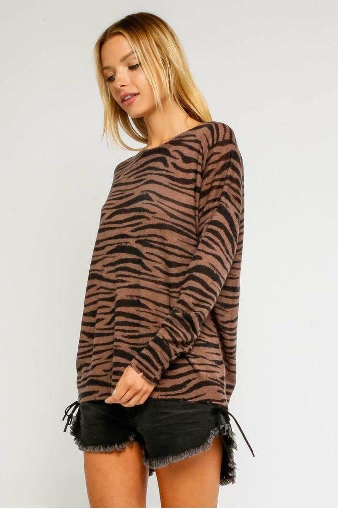 Brown and Black Zebra Print Sweater