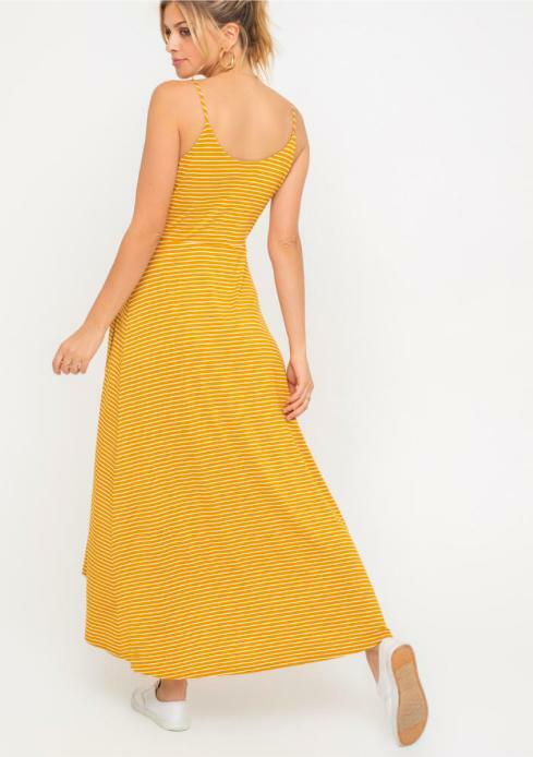Consider This Mustard and White Striped Maxi Tank Dress -  BohoPink