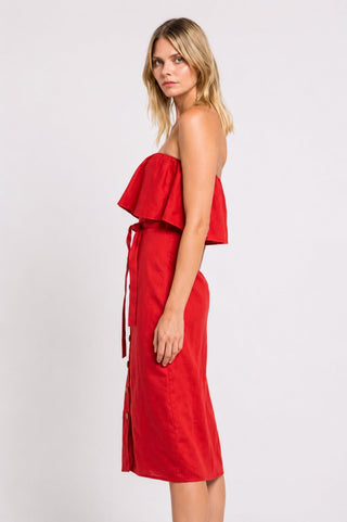 In Your Dreams Red Strapless Midi Dress - Side View