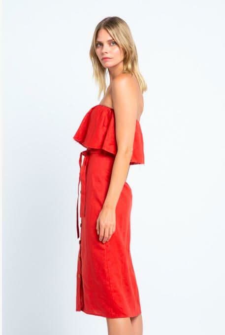 Strapless Overlay Midi Dress
