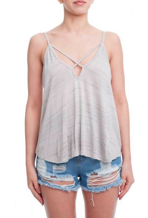 Striped Criss-Cross Tank Top 