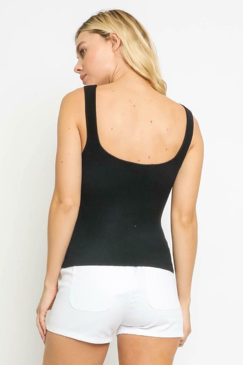 Becca Black Ribbed Tank Top -  BohoPink