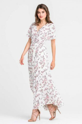 Provence Ivory Floral Print Wrap Maxi Dress - Front View