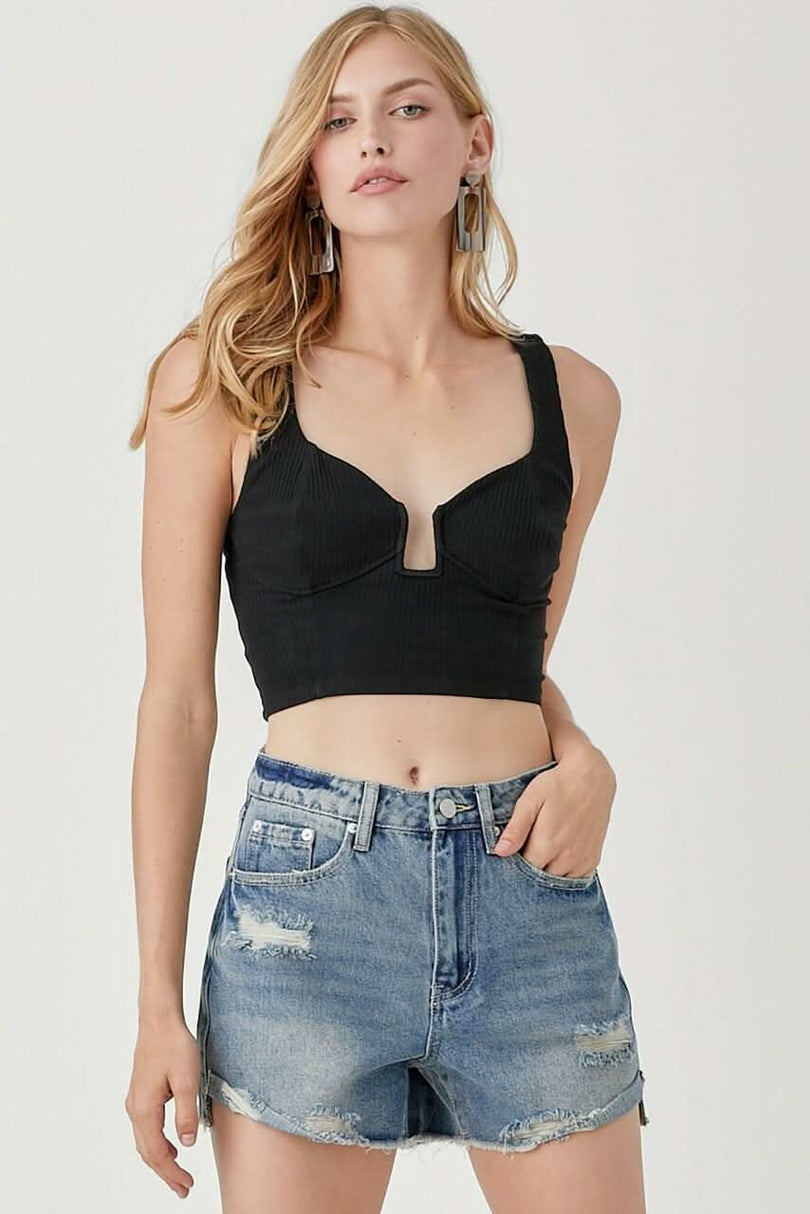 Black Bustier Crop Top