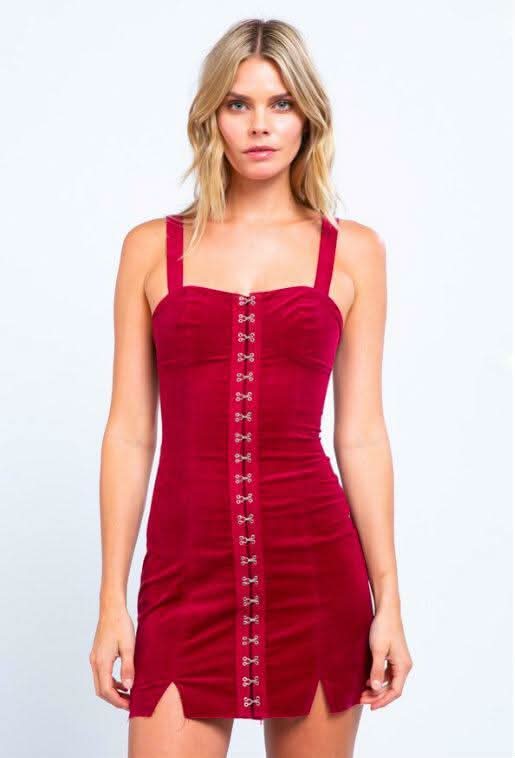 Tight Velvet Mini Dress - Red