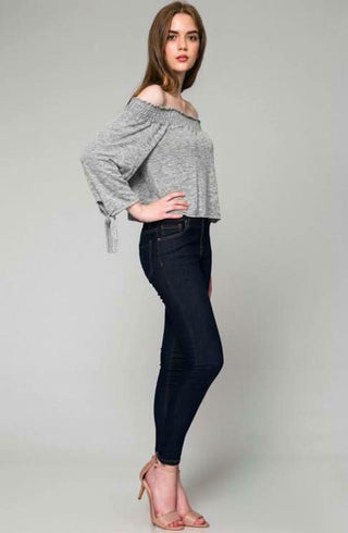 Montauk Off-The-Shoulder Top - Heather Grey Women's Blouse
