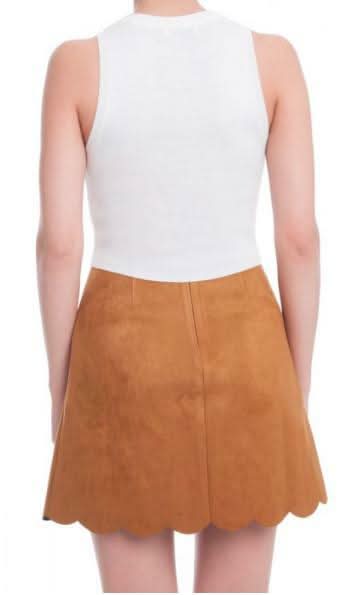 Hello Mademoiselle Camel Suede Wrap Mini Skirt -  BohoPink