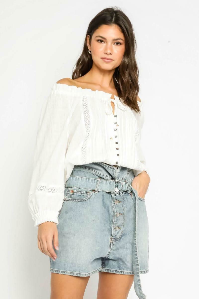 In The Mood White Off-the-Shoulder Top -  BohoPink