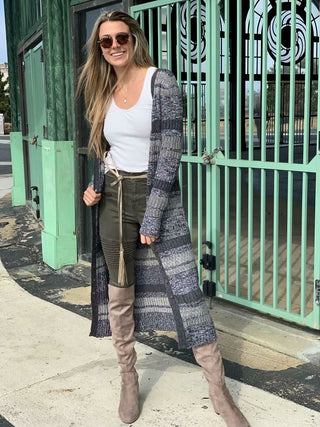 Free People Black Cozy Up Cardigan Dress - Front View