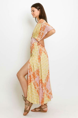 Sevi Yellow Multi Floral Print Maxi Dress - Side View