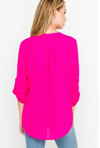 Back view fuchsia tunic top