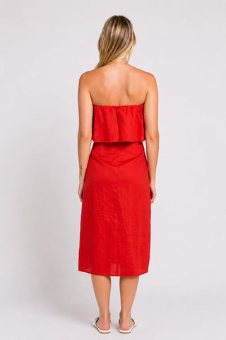 In Your Dreams Red Strapless Midi Dress - Back View