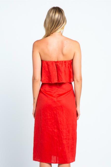 In Your Dreams Red Strapless Midi Dress -  BohoPink