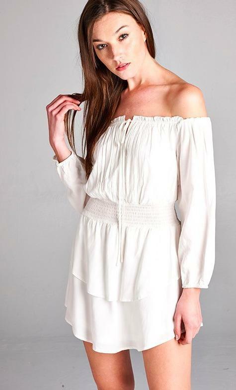  White Off-the-Shoulder Mini Dress 