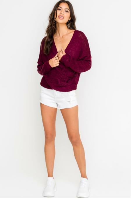 By Your Side Burgundy Sweater -  BohoPink