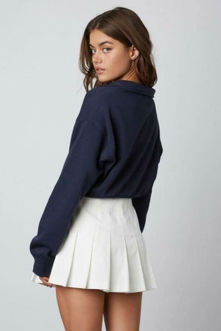 Varsity White Pleated Skort back