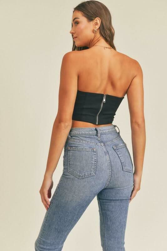 Charlie Black Strapless Crop Top -  BohoPink