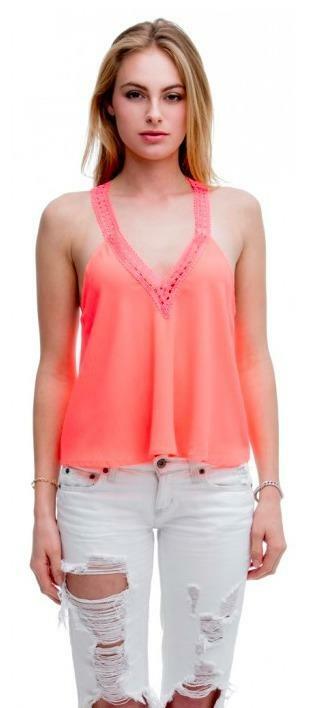Neon coral tank top