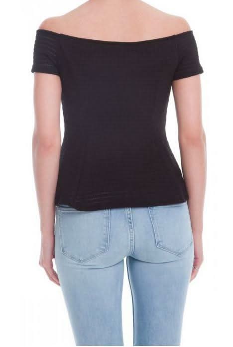 Cute Black Off-the-Shoulder Peplum Top