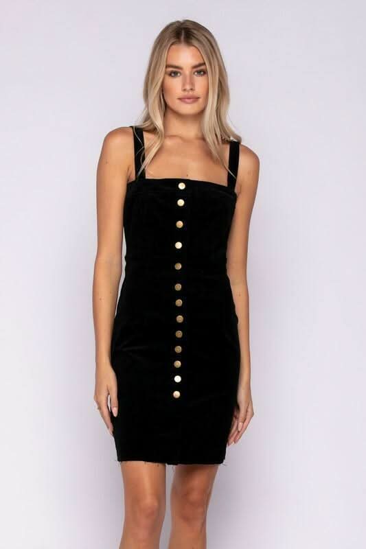 Black Fitted Velvet Tank Dress
