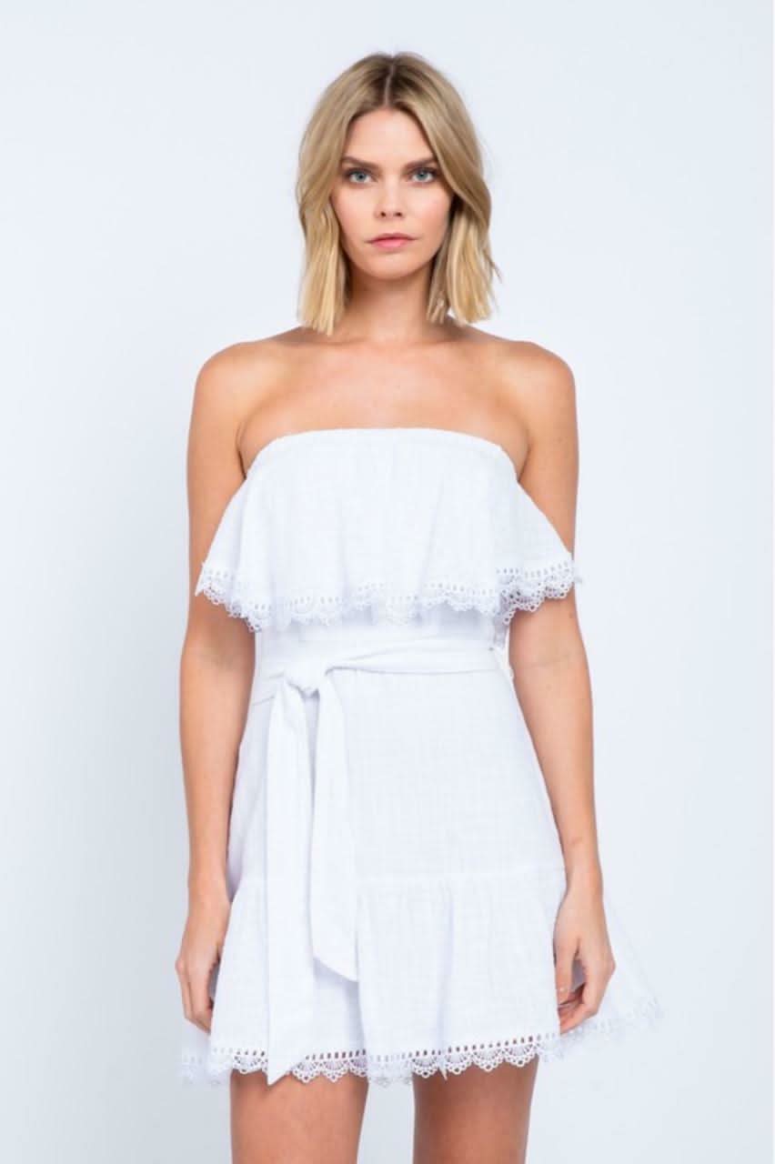 White Strapless Mini Dress