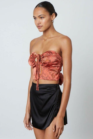 Satin paisley crop top for vacations and concerts