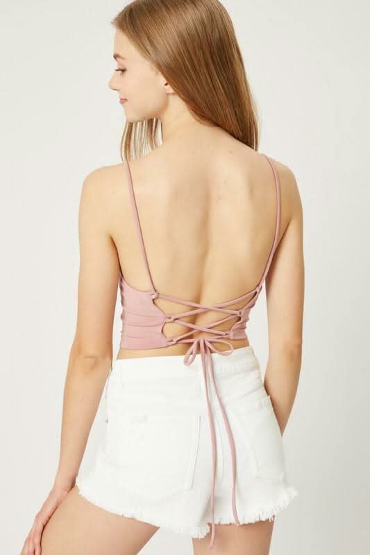 Antonia Mauve Pink Backless Cami Crop Top -  BohoPink