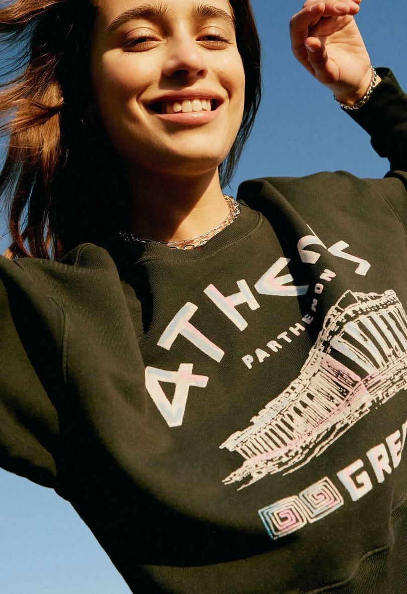 Daydreamer Athens Shrunken Crew Sweatshirt -  BohoPink