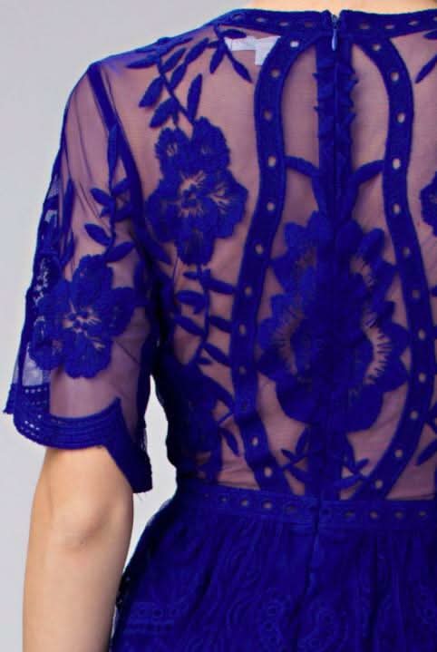 Endless Lace Royal Blue Deep V Romper -  BohoPink