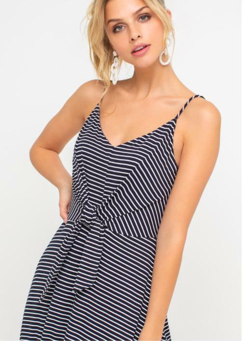 Consider This Navy Blue and White Striped Maxi Tank Dress -  BohoPink