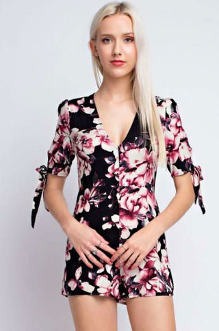 Say What You Will Navy Floral Romper - Front View