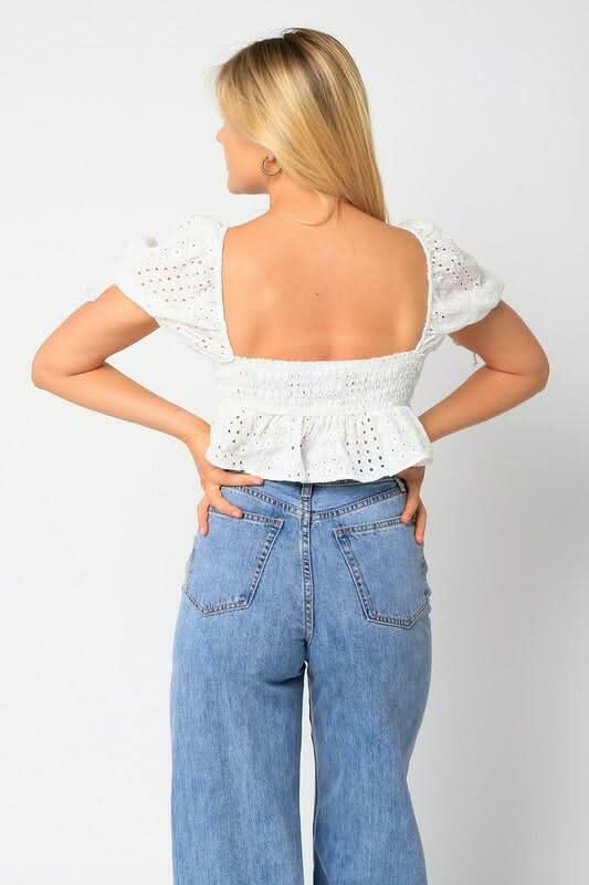 Eyelet Floral Babydoll Top