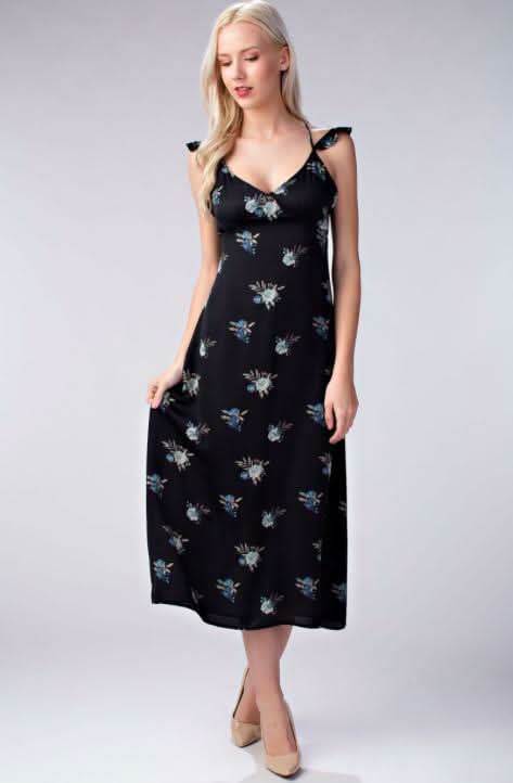 Cute Floral Print Midi Dresses