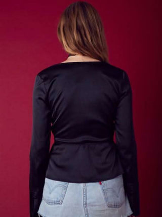 Lou Satin Wrap Top -  BohoPink