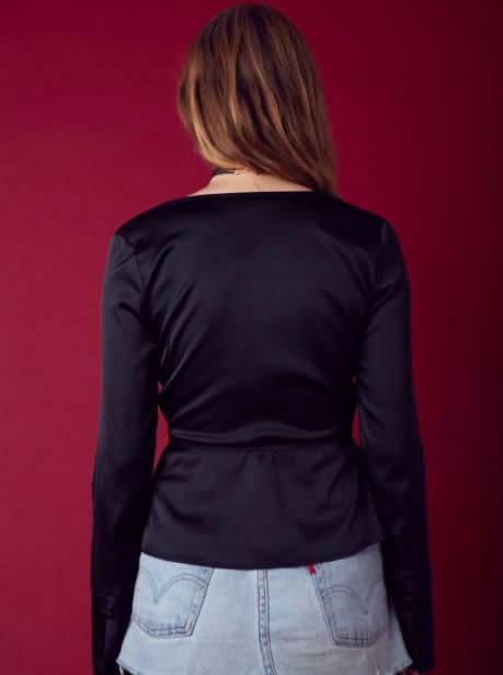 Lou Satin Wrap Top -  BohoPink