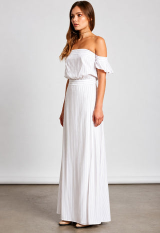 Malibu White Stripe Maxi Dress - Side View